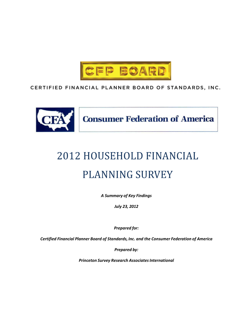 2012 Household Financial Planning Survey