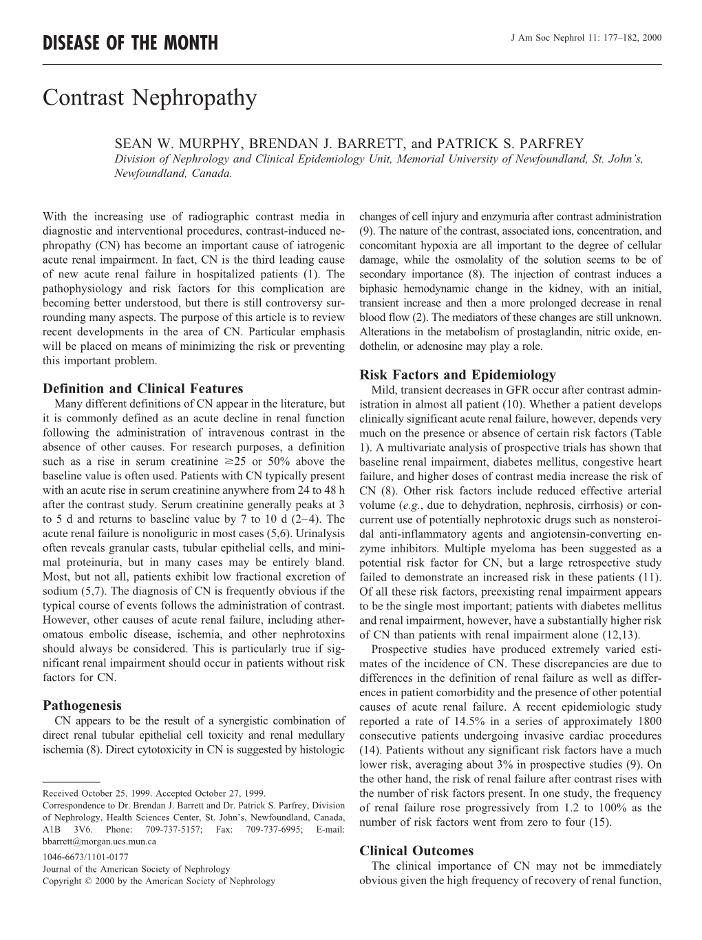 DISEASE of the MONTH J Am Soc Nephrol 11: 177–182, 2000