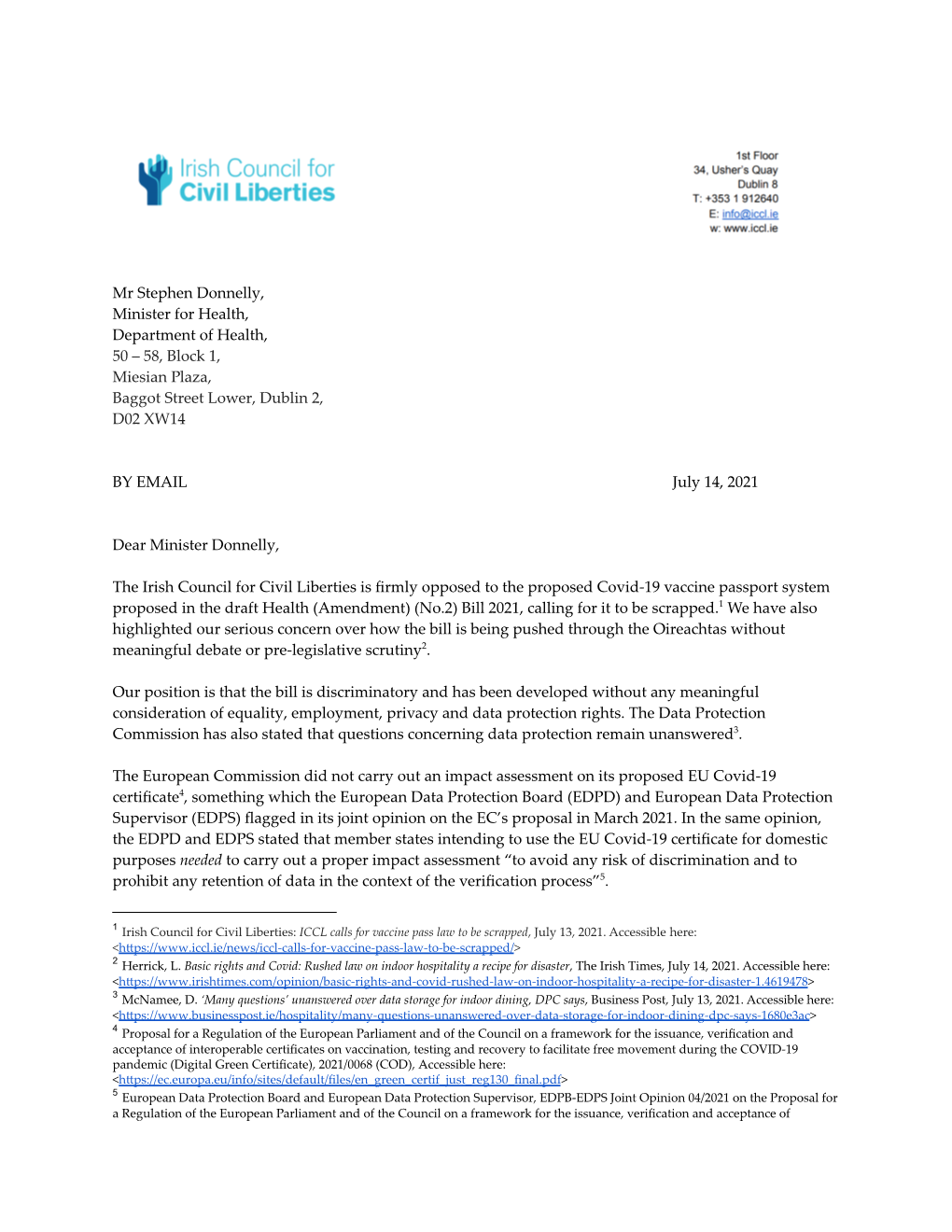 Vaccine Bill Letter