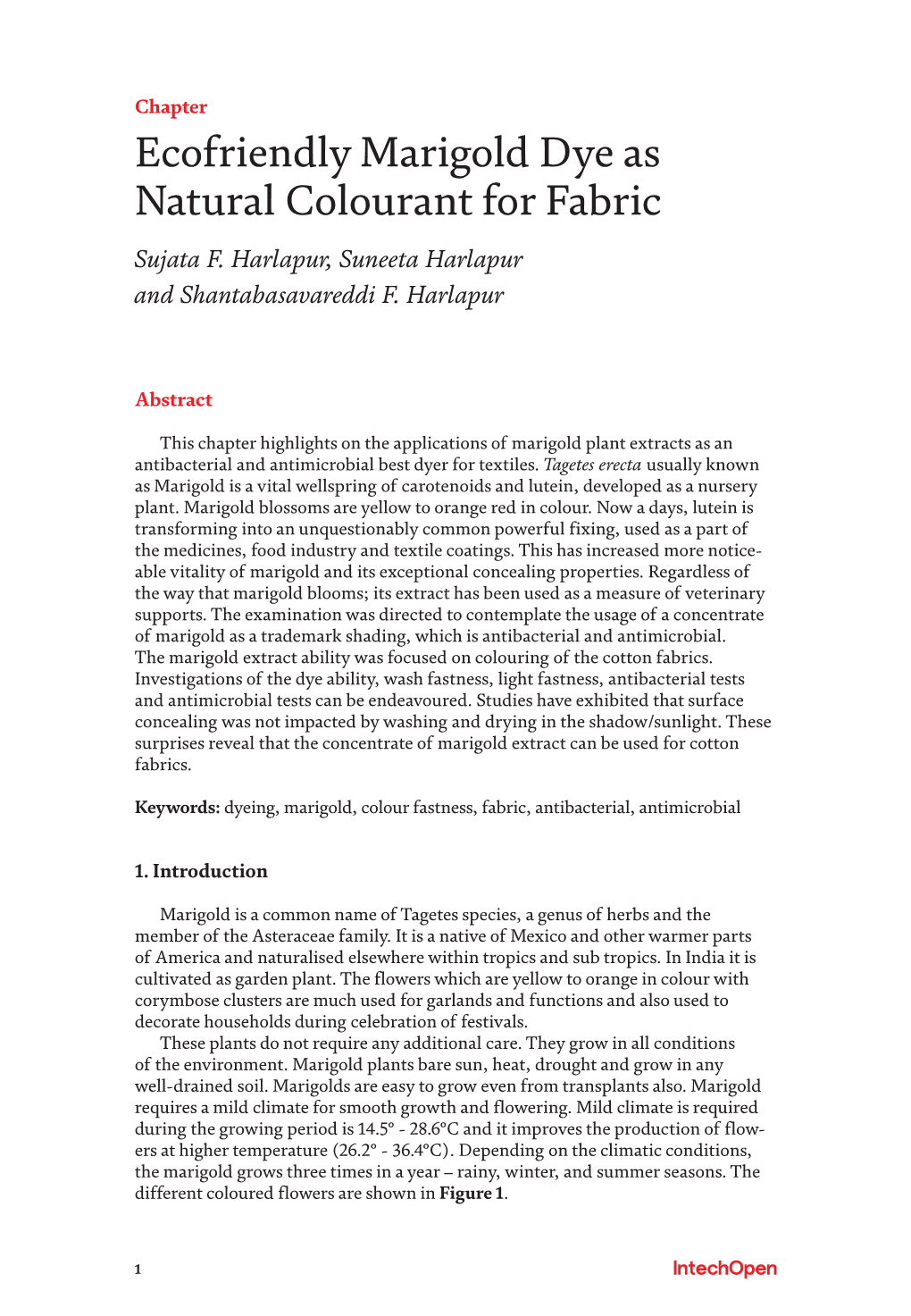 Ecofriendly Marigold Dye As Natural Colourant for Fabric Sujata F