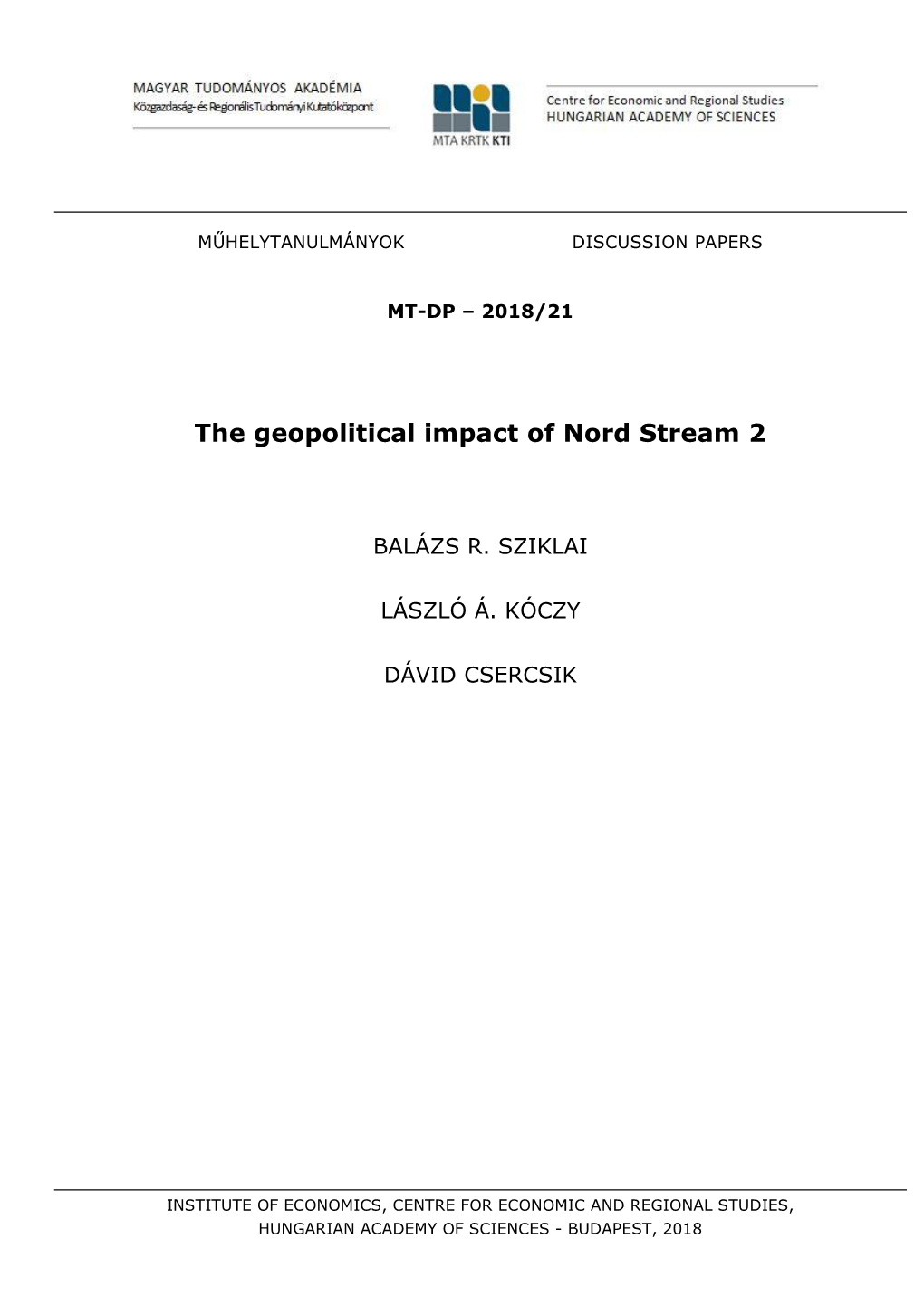 The Geopolitical Impact of Nord Stream 2