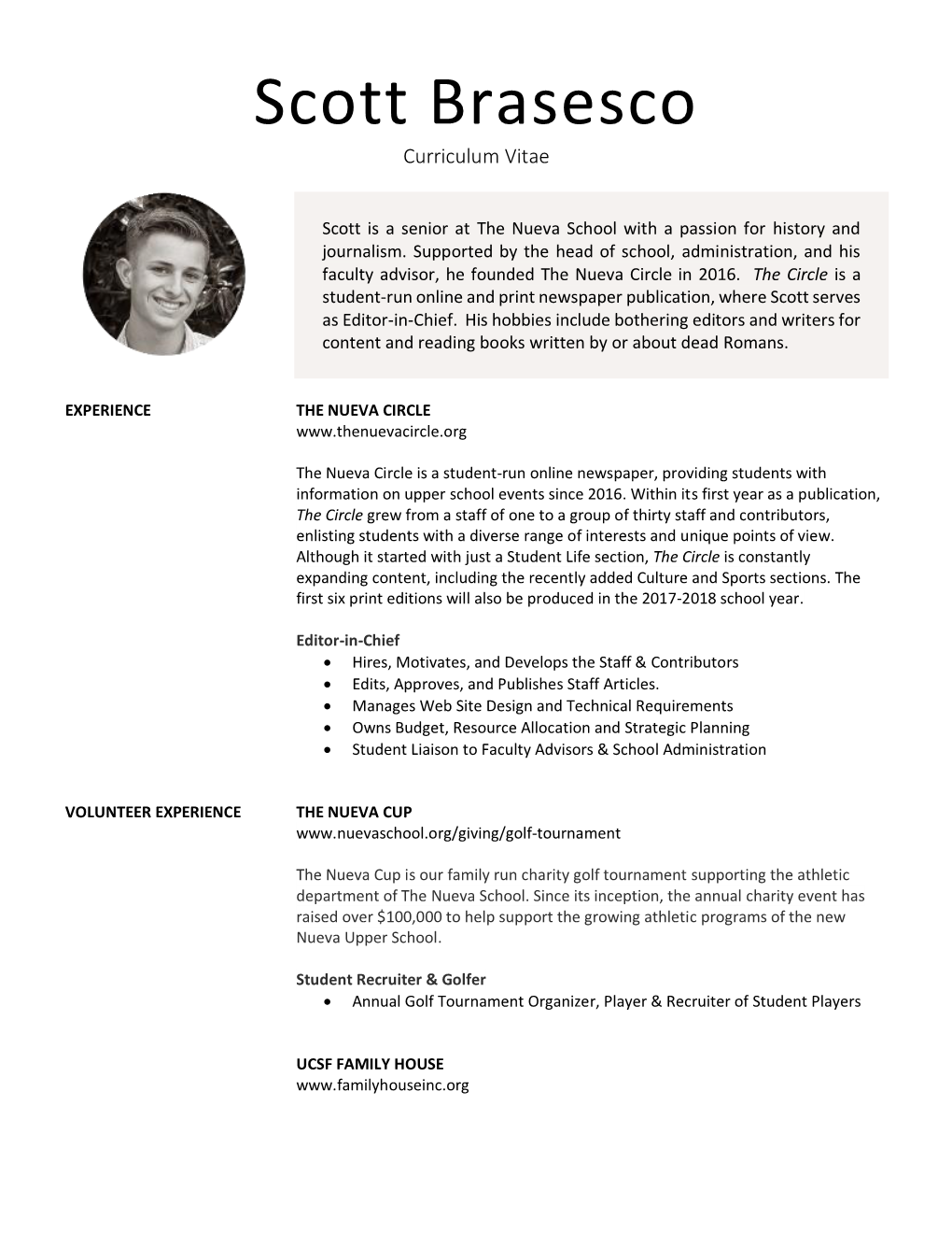 Scott Brasesco Curriculum Vitae