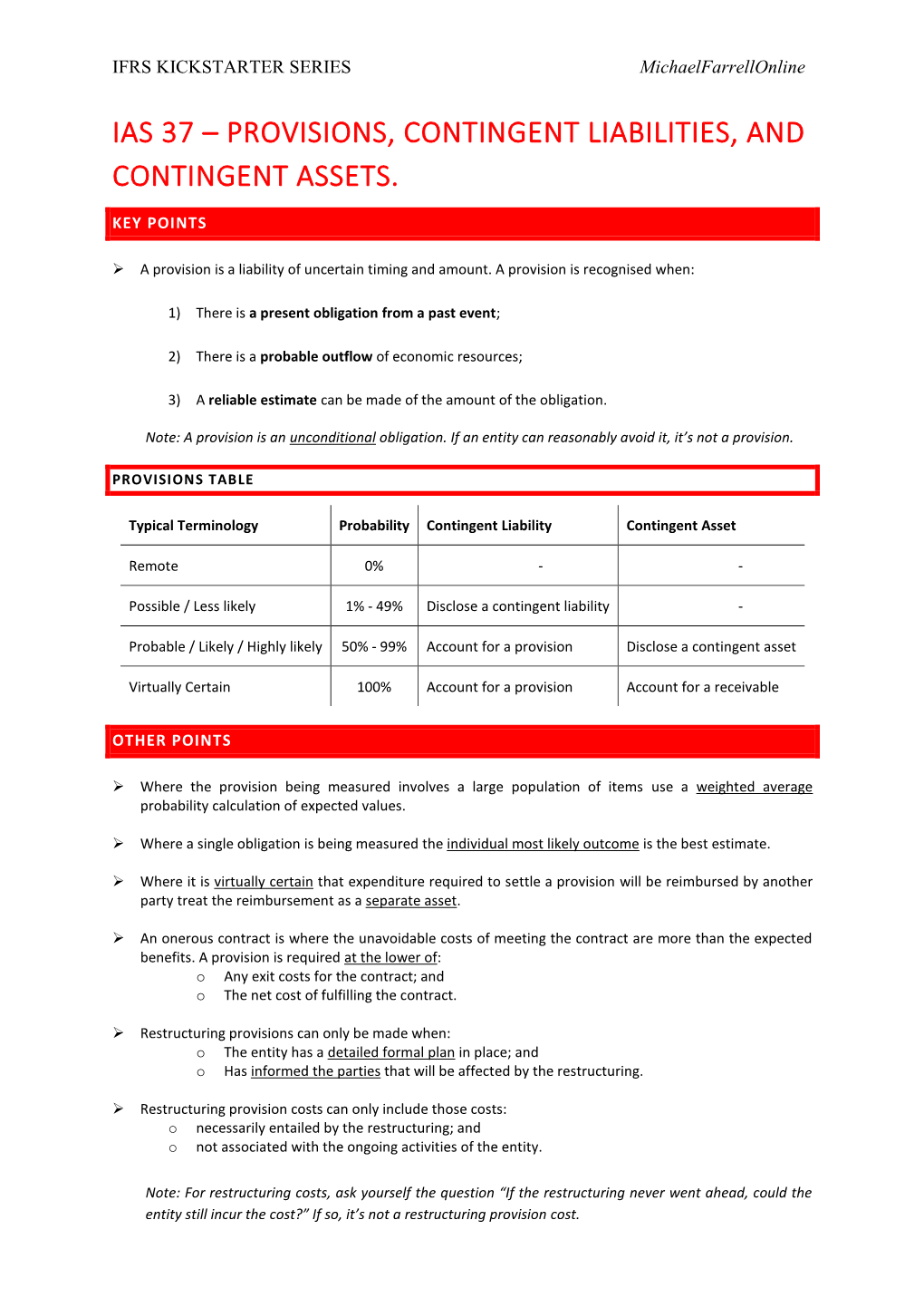 Ias 37 – Provisions, Contingent Liabilities, and Contingent Assets