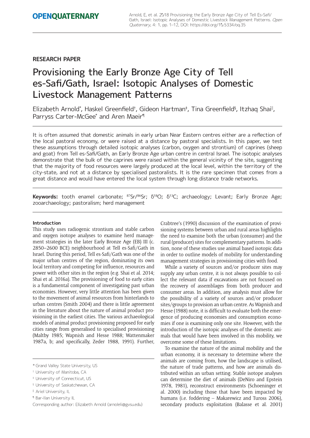 Provisioning the Early Bronze Age City of Tell Es-Safi/Gath, Israel