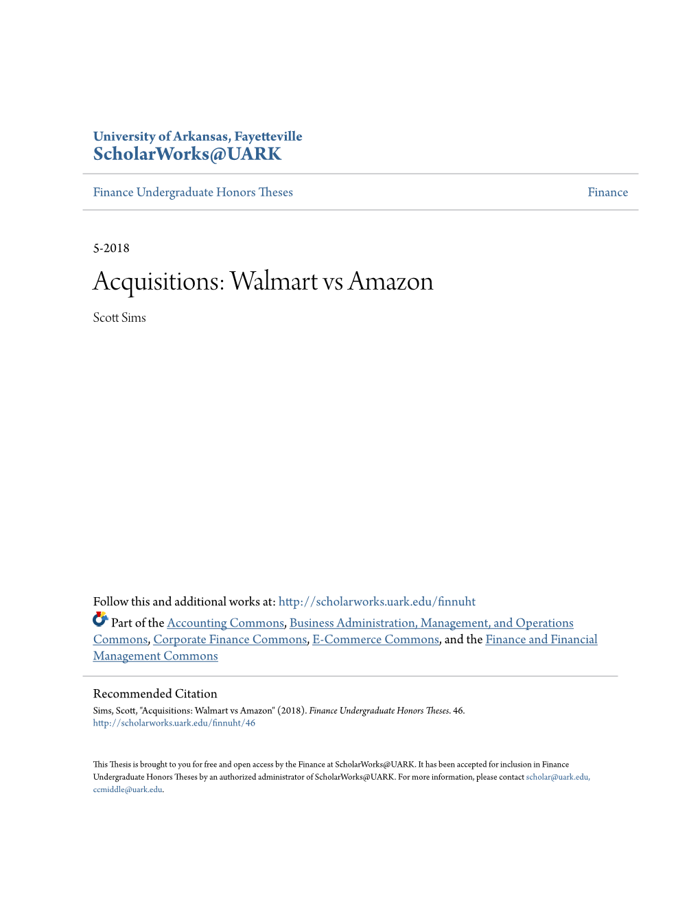 Acquisitions: Walmart Vs Amazon Scott Imss