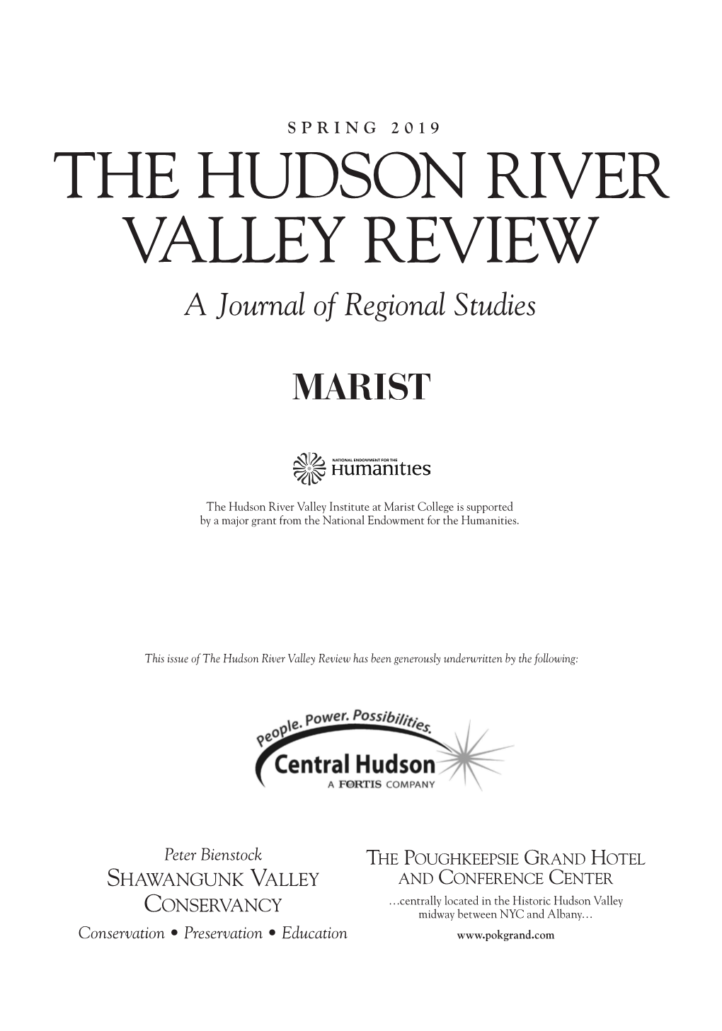 THE HUDSON RIVER VALLEY REVIEW a Journal of Regional Studies