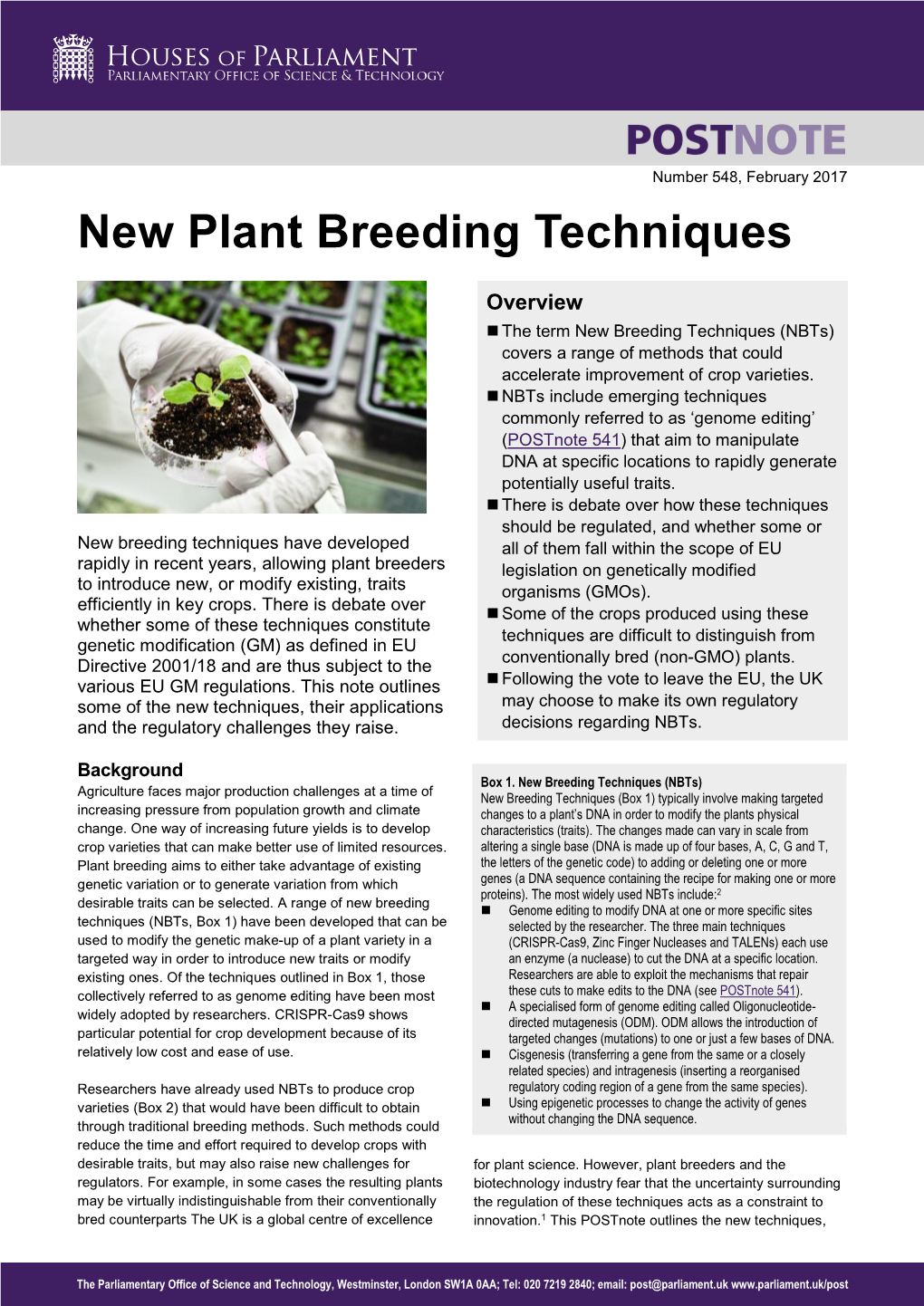 New Plant Breeding Techniques