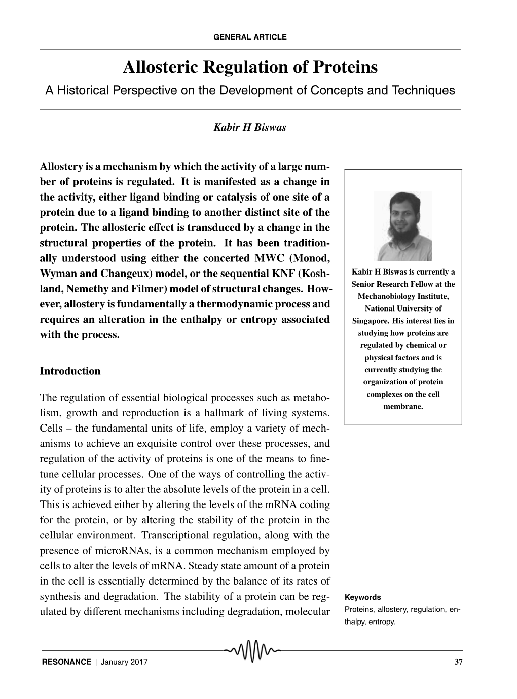 Allosteric Regulation of Proteins a Historical Perspective on the Development of Concepts and Techniques