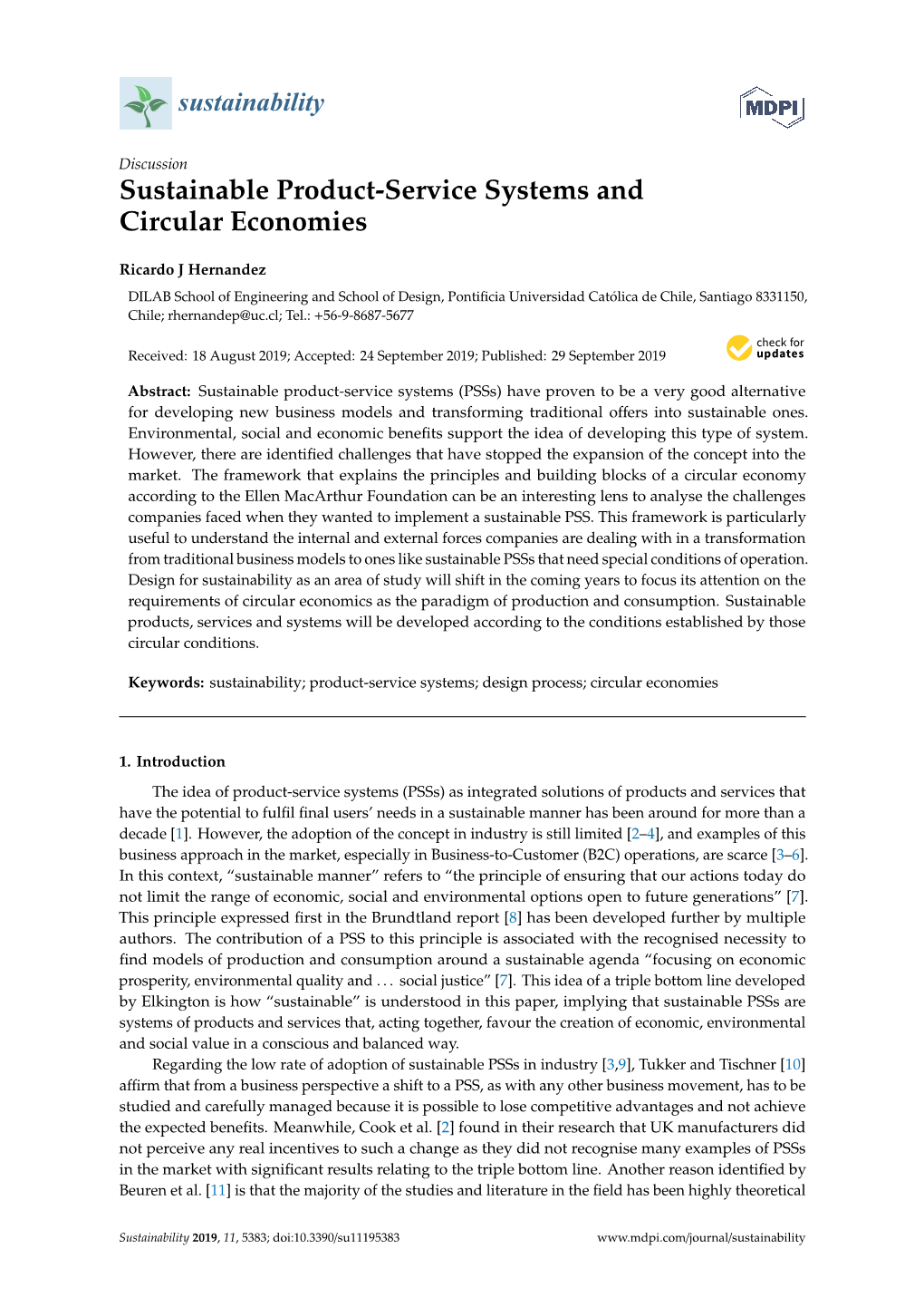 Sustainable Product-Service Systems and Circular Economies