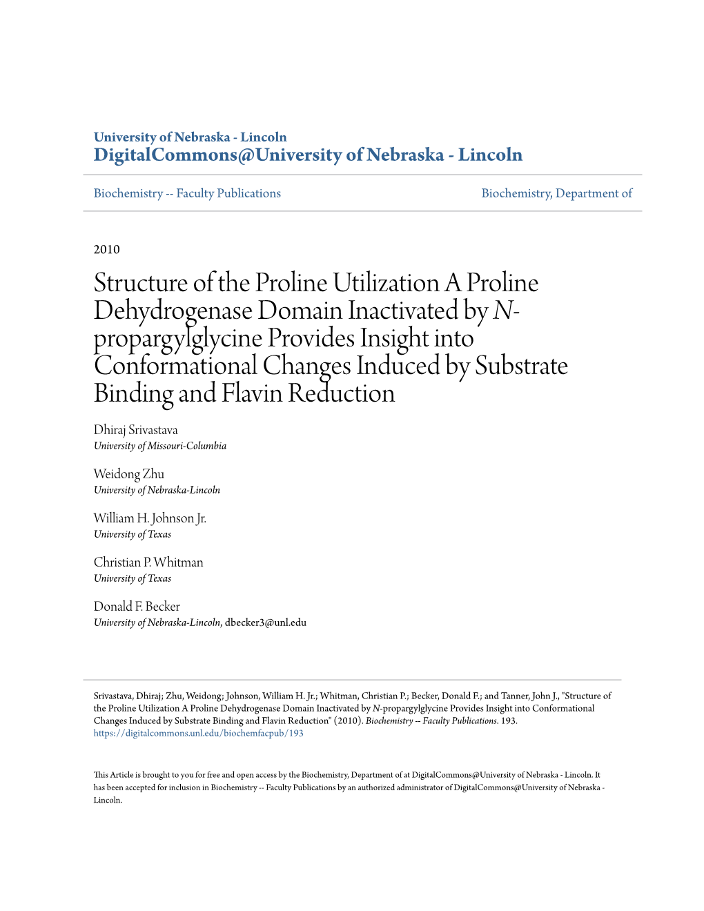 Structure of the Proline Utilization a Proline Dehydrogenase Domain