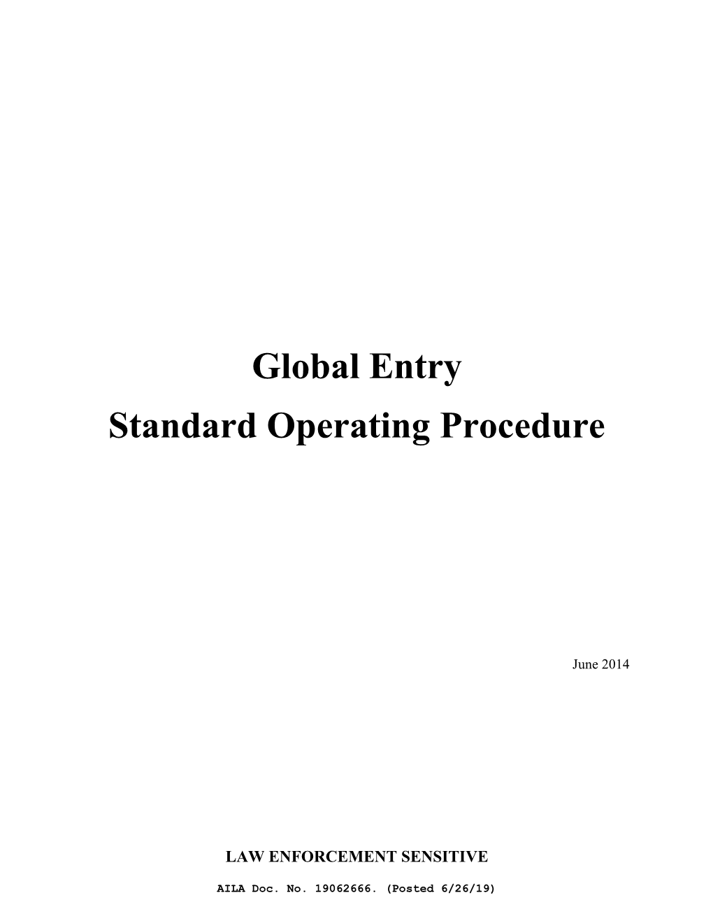 Global Entry Standard Operating Procedure