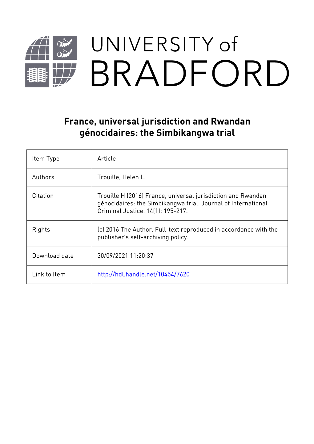 The University of Bradford Institutional Repository