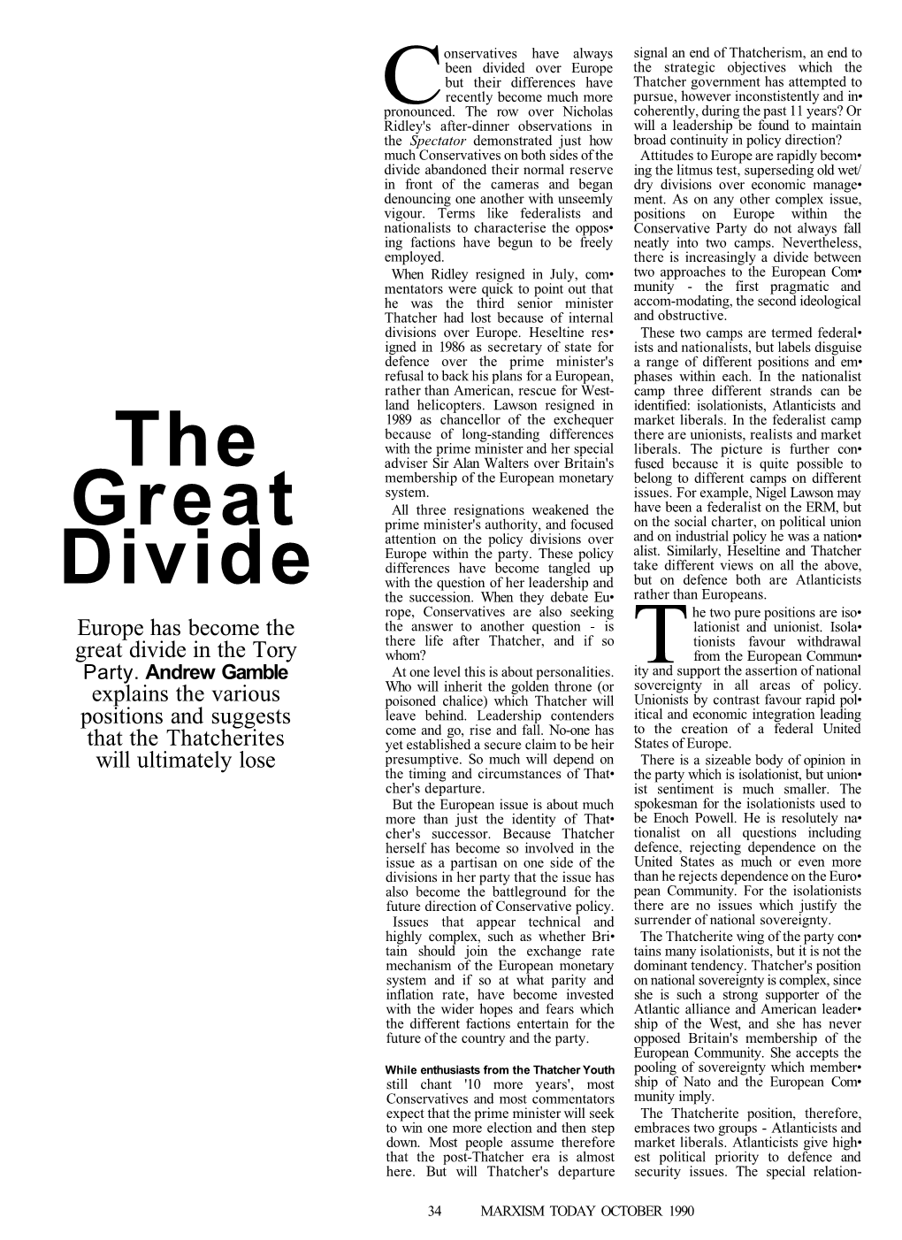 The Great Divide