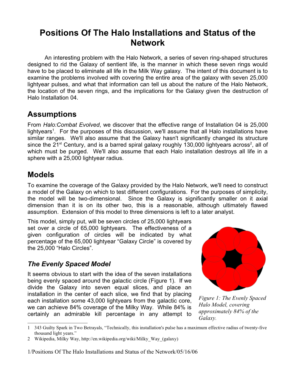 Positions of the Halo Installations and Status of the Network