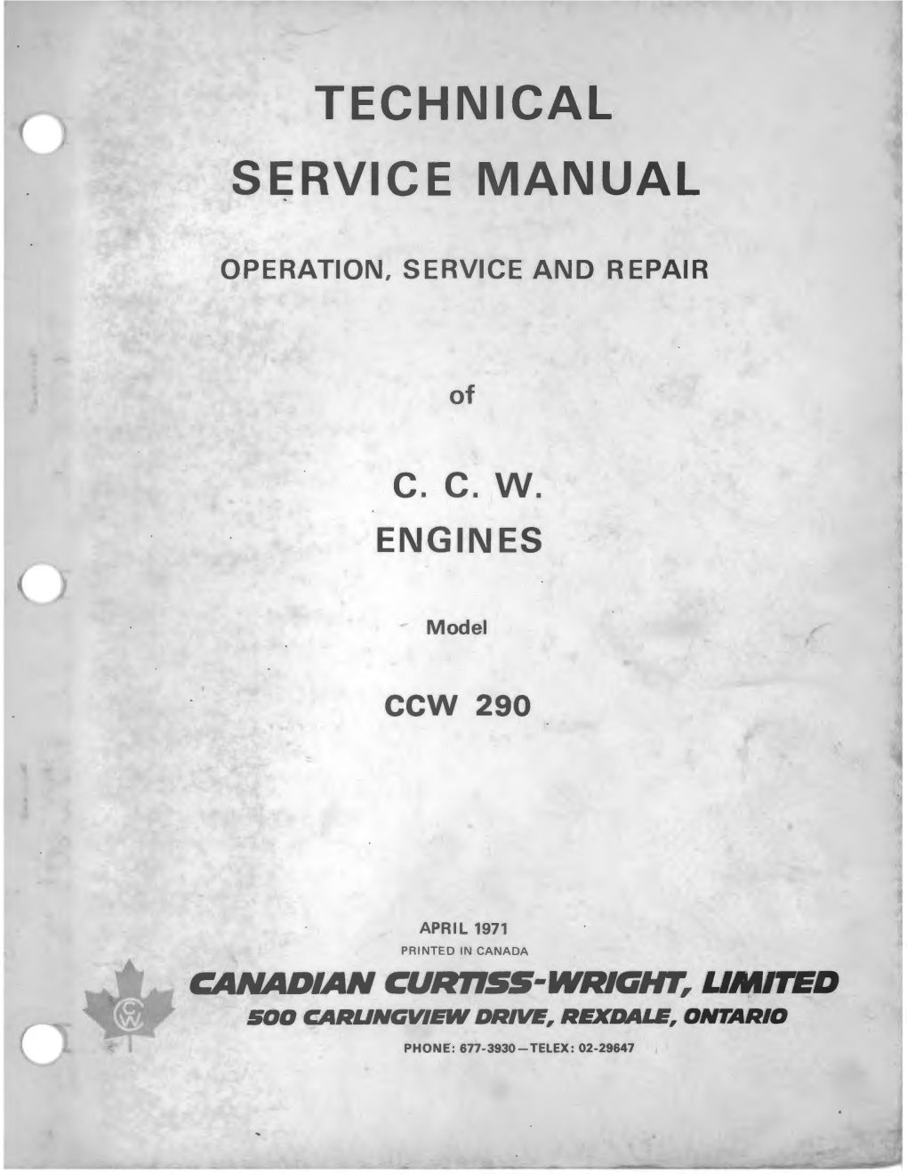 TECHNICAL SERVICE MANUAL C. C. W