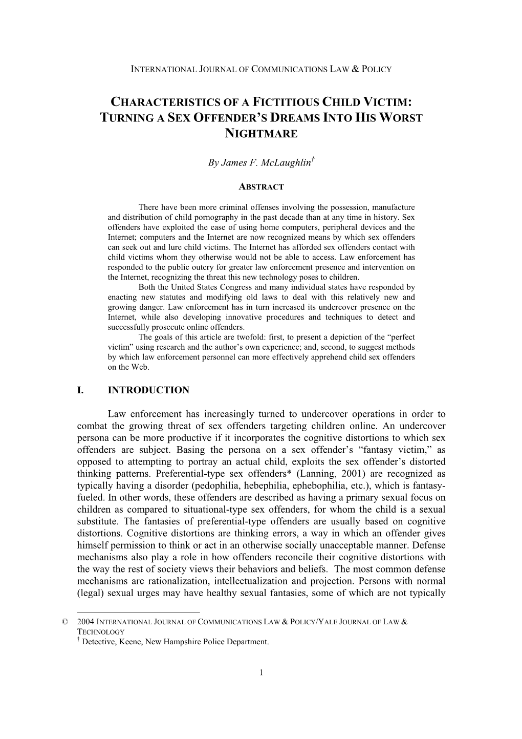 Characteristics of a Fictitious Child Victim: Turning a Sex Offender's