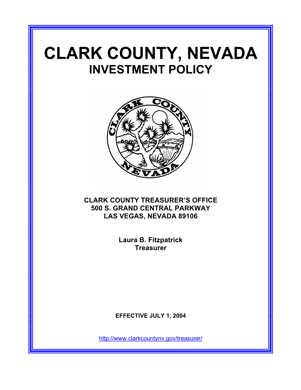 Clark County, Nevada Investment Policy
