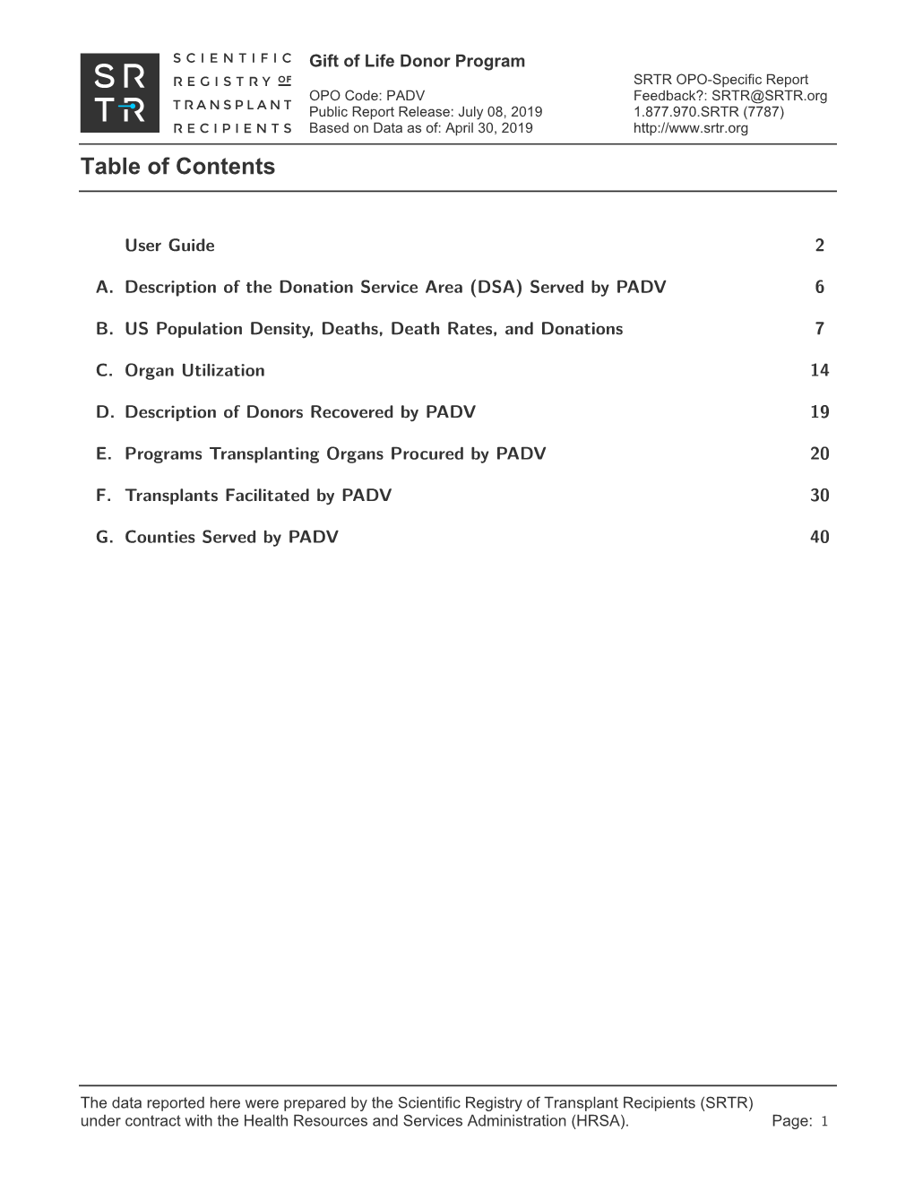 Table of Contents