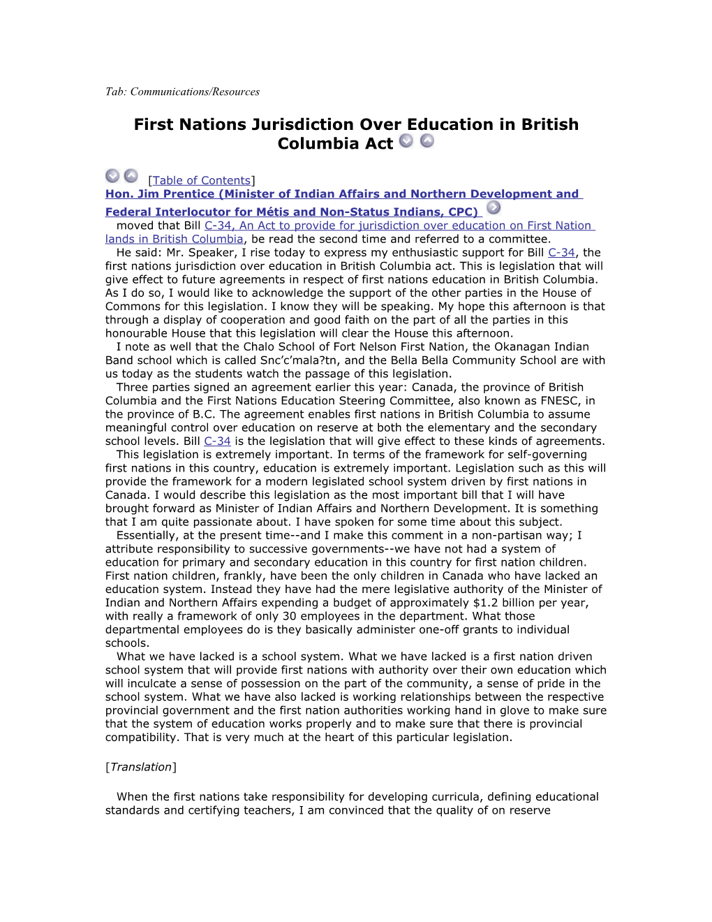 First Nations Jurisdiction Over Education in British Columbia Act