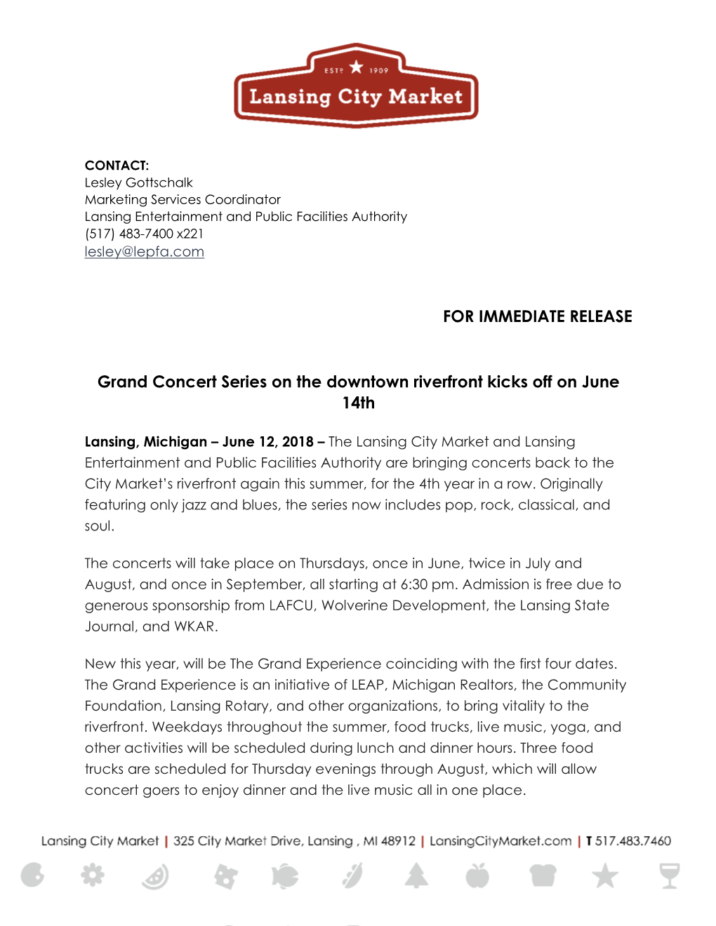 FOR IMMEDIATE RELEASE Grand Concert Series on The