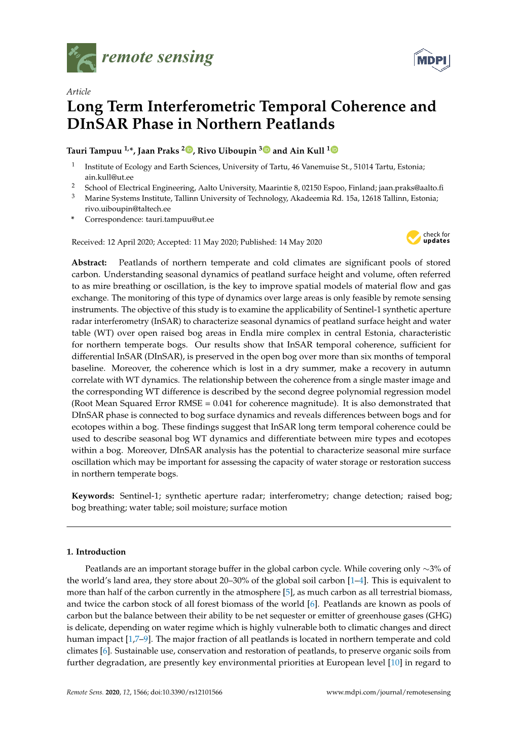 Long Term Interferometric Temporal Coherence and Dinsar Phase in Northern Peatlands