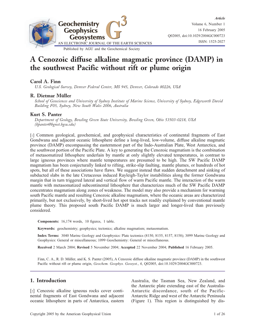 A Cenozoic Diffuse Alkaline Magmatic Province (DAMP) in the Southwest Pacific Without Rift Or Plume Origin