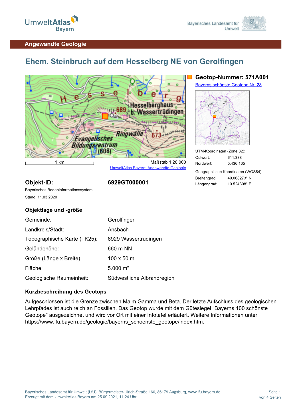 Ehem. Steinbruch Auf Dem Hesselberg NE Von Gerolfingen