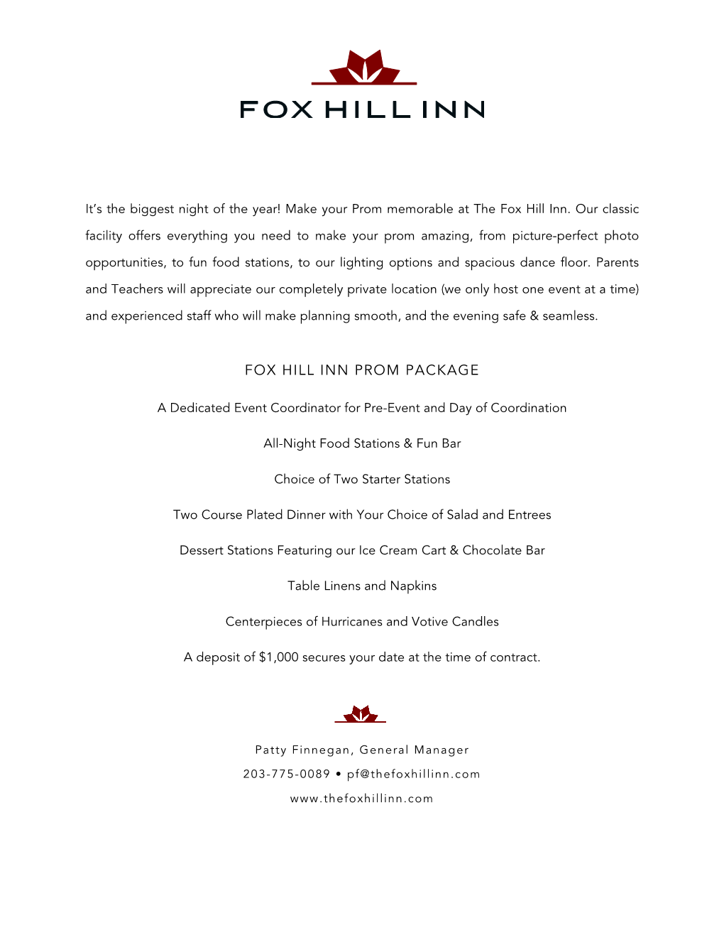 Fox Hill Inn Prom Package