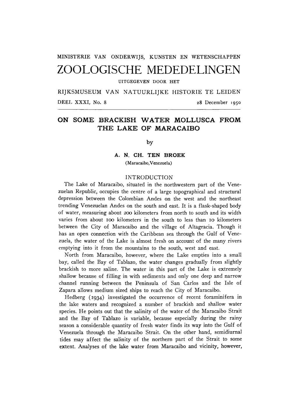 Zoologische Mededelingen