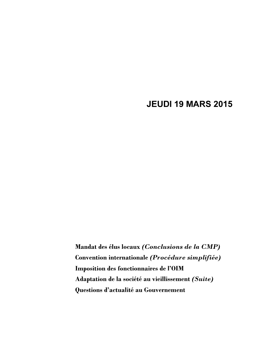 Jeudi 19 Mars 2015