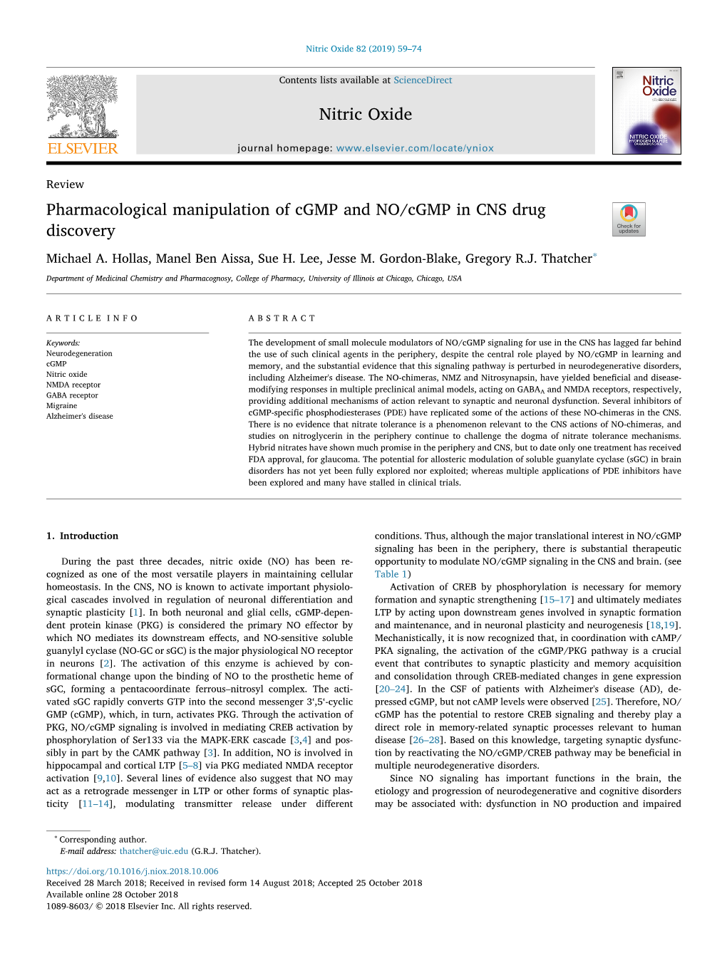 Pharmacological Manipulation of Cgmp and NO/Cgmp in CNS Drug Discovery T