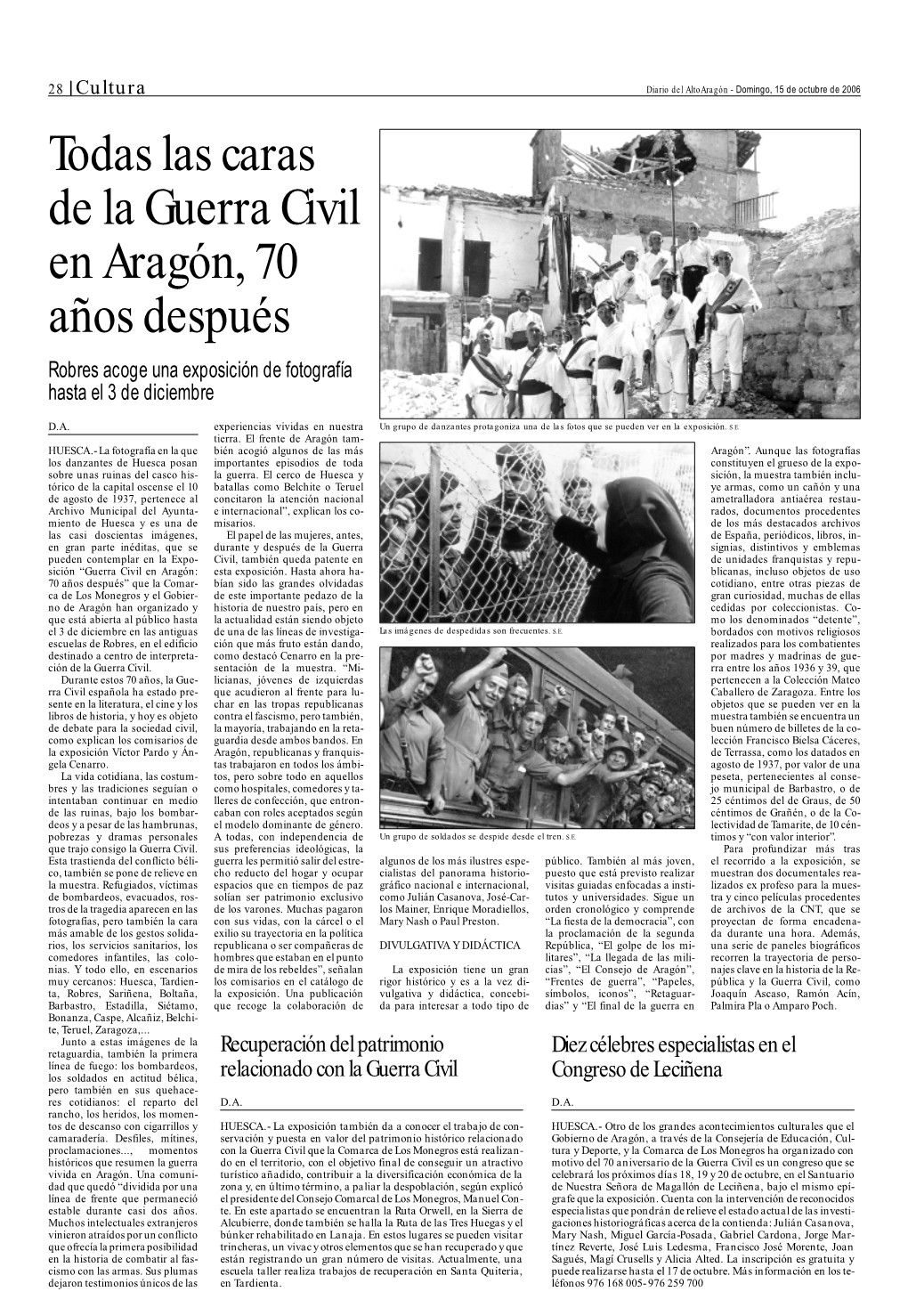 Todas Las Caras De La Guerra Civil En Aragón, 70 Años Después Robres Acoge Una Exposición De Fotografía Hasta El 3 De Diciembre