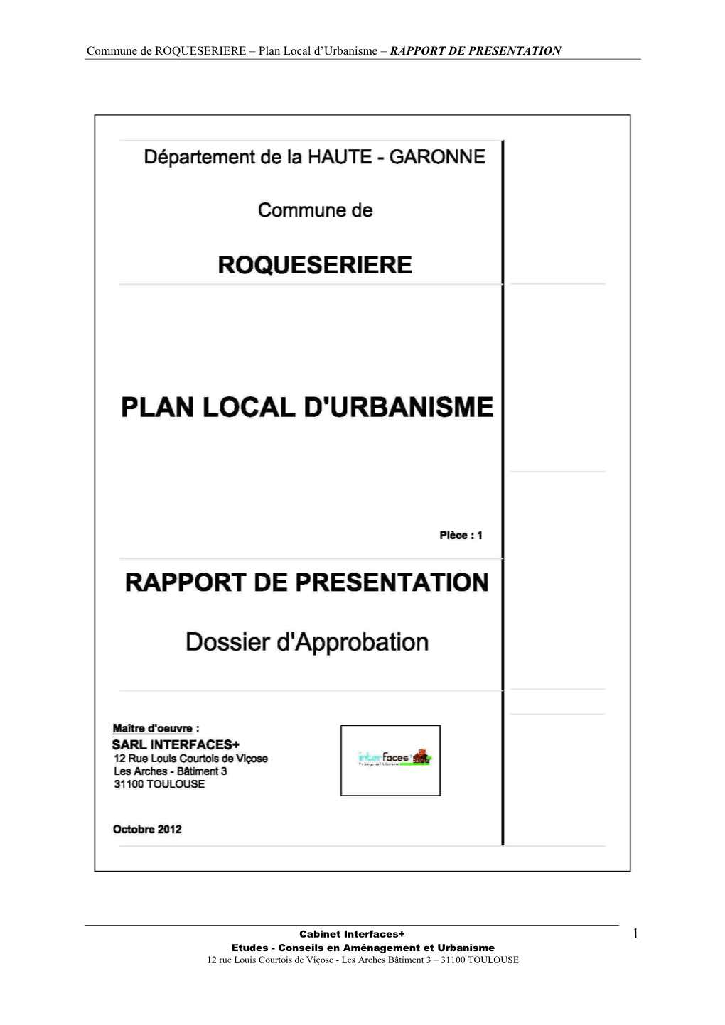 Commune De ROQUESERIERE – Plan Local D'urbanisme