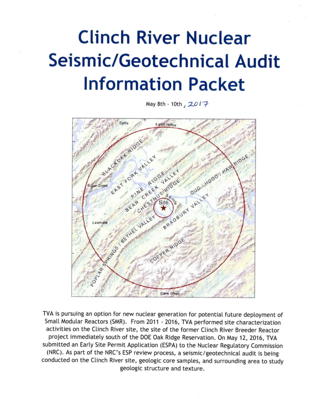 Clinch River Nuclear Site SPA, Seismic-Geotechnical Audit