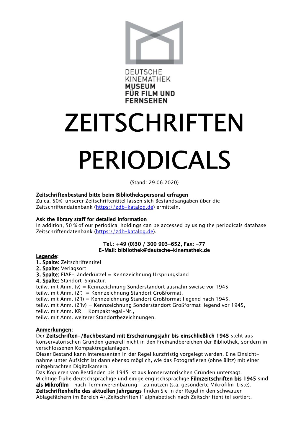 Zeitschriften Periodicals