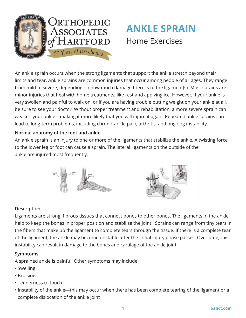 ANKLE SPRAIN Home Exercises