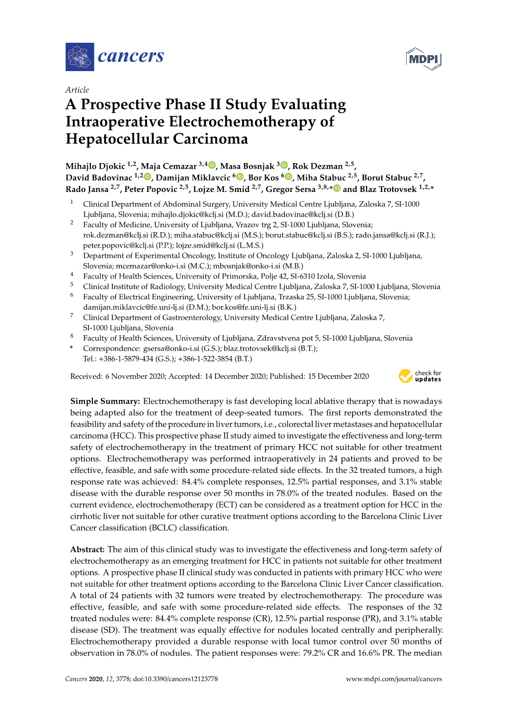 A Prospective Phase II Study Evaluating Intraoperative Electrochemotherapy of Hepatocellular Carcinoma
