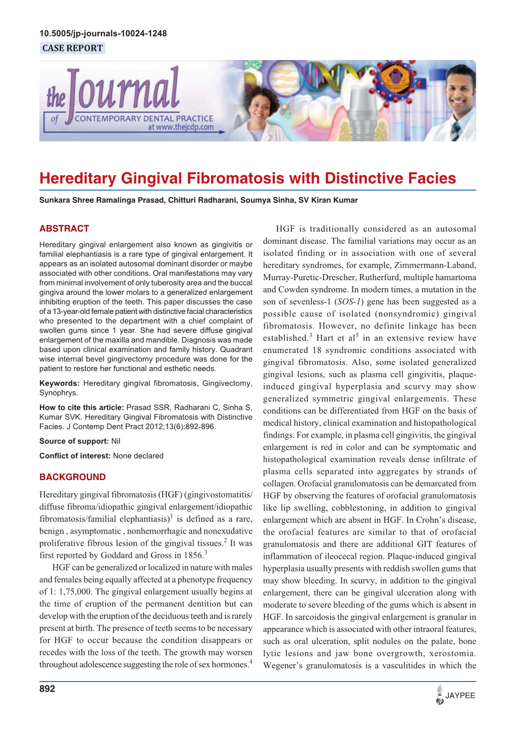 Hereditary Gingival Fibromatosis with Distinctive Facies
