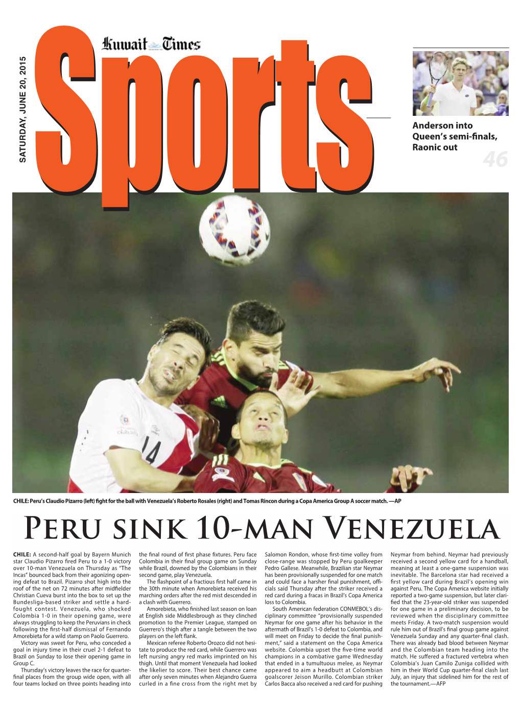 Peru Sink 10-Man Venezuela