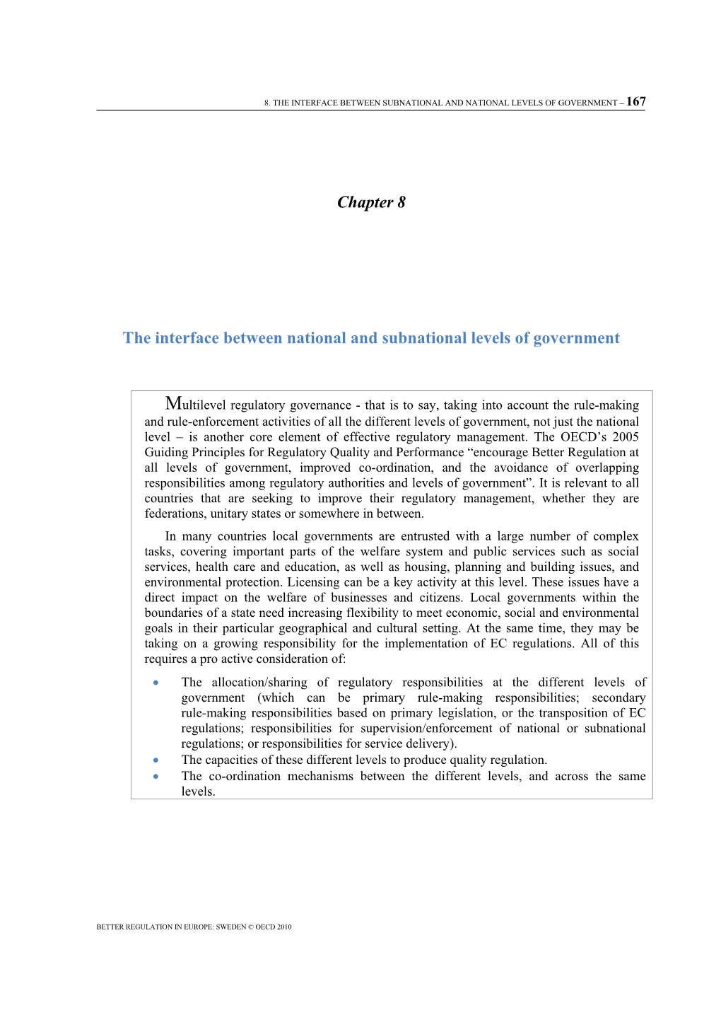 Chapter 8 the Interface Between National and Subnational Levels Of