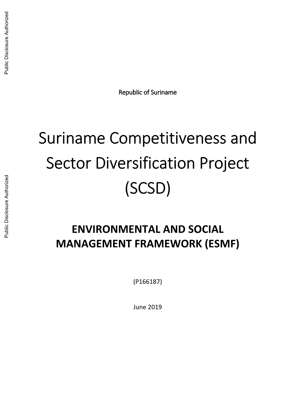 Suriname Competitiveness and Sector Diversification Project (SCSD)