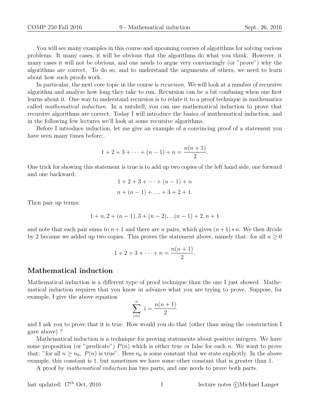 Mathematical Induction Sept