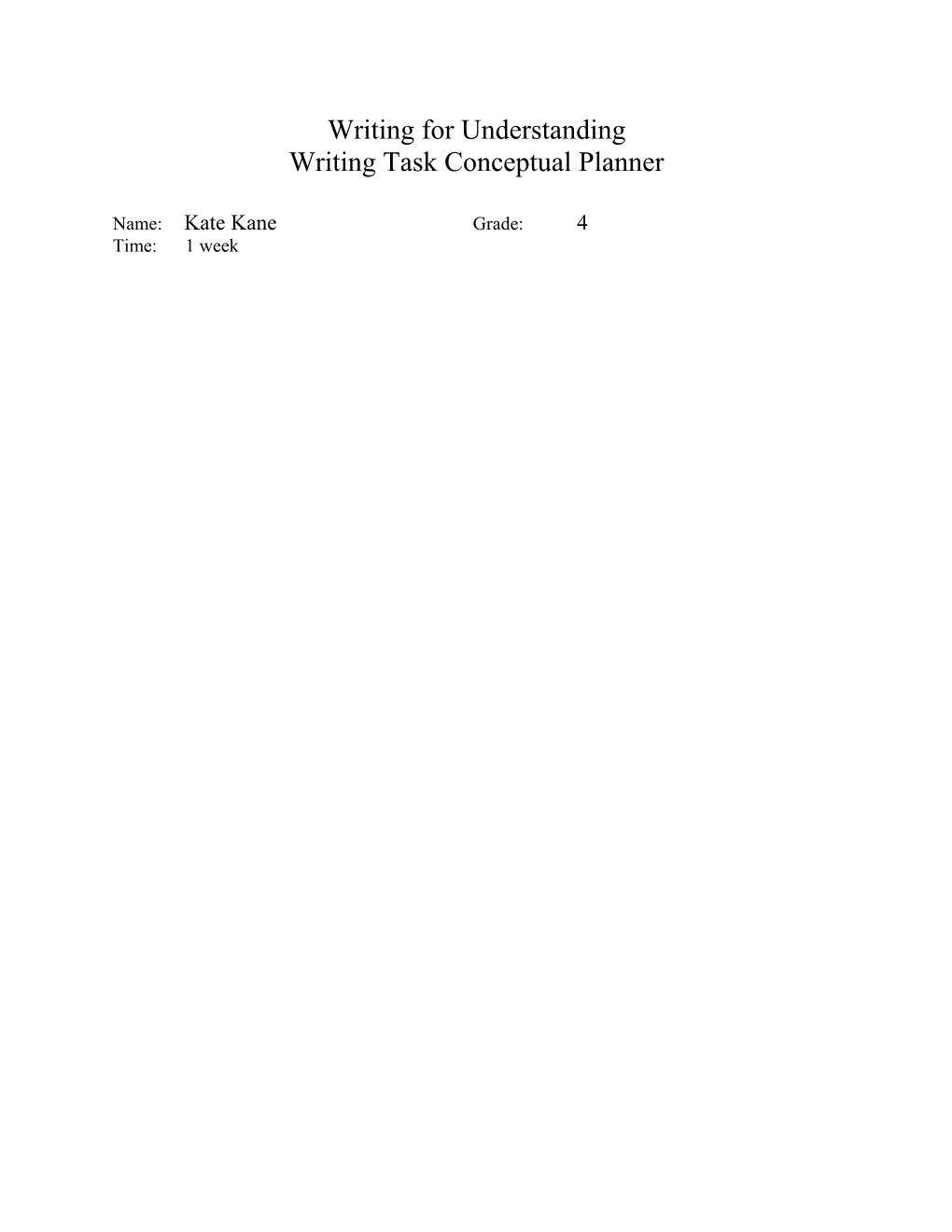 Writing Task Conceptual Planner