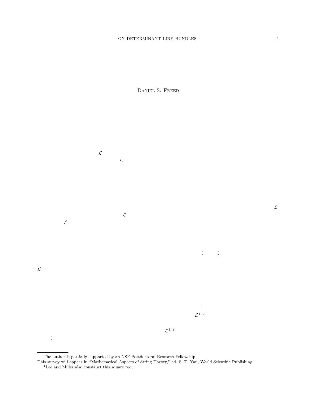 On Determinant Line Bundles 1