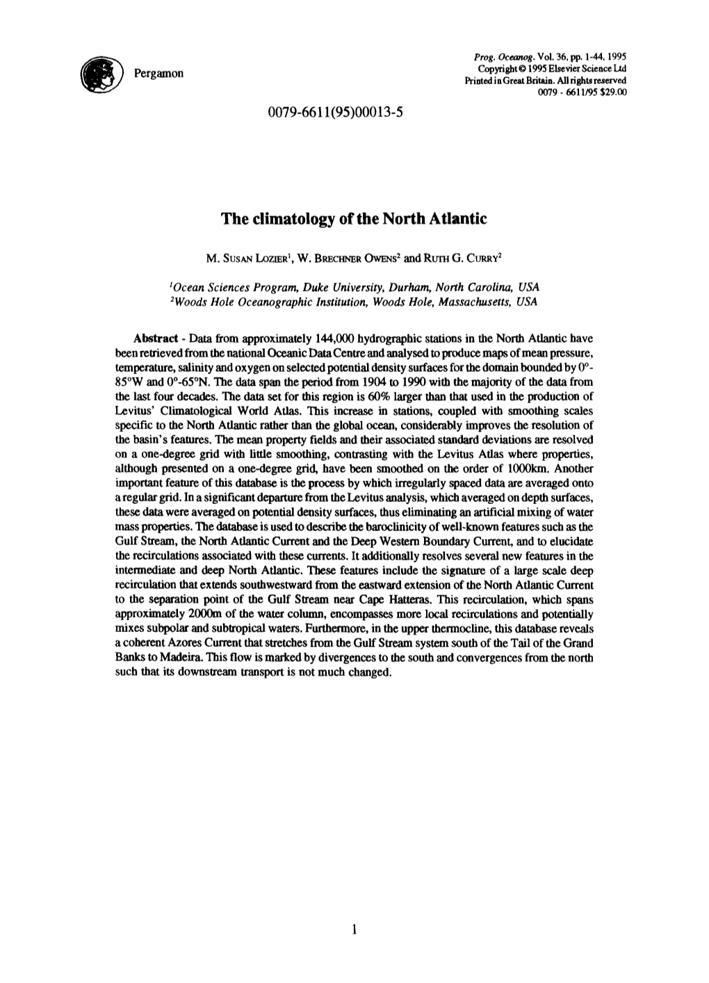 0079-6611(95)00013-5 the Climatology of the North Atlantic