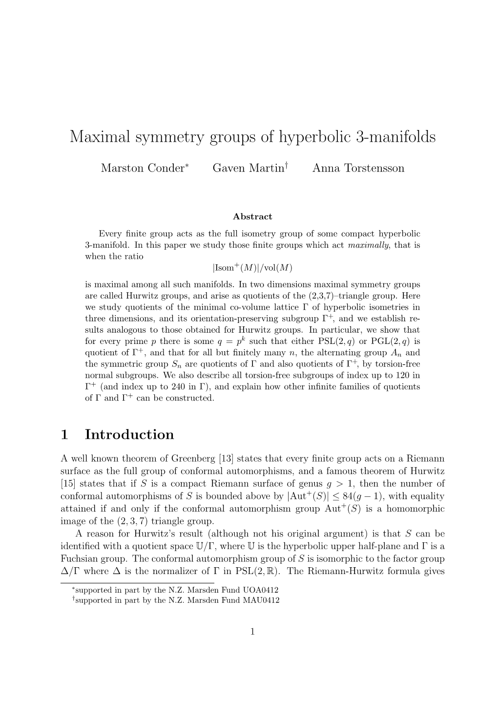 Maximal Symmetry Groups of Hyperbolic 3-Manifolds