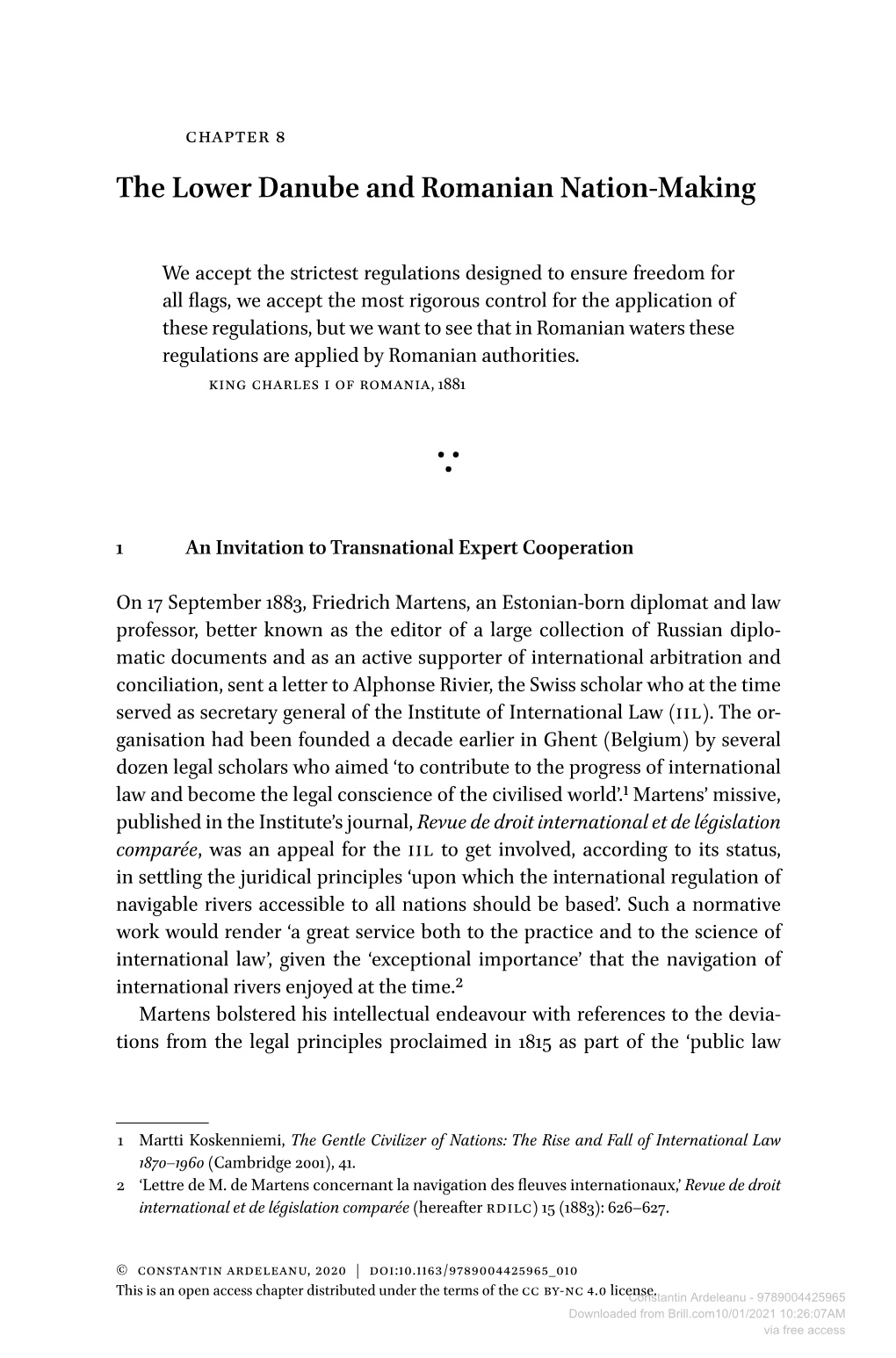 Downloaded from Brill.Com10/01/2021 10:26:07AM Via Free Access the Lower Danube and Romanian Nation-Making 229 of Europe’