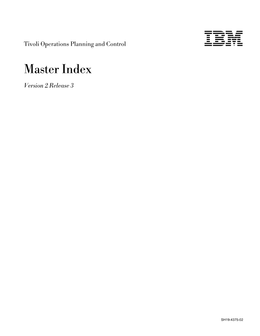 Master Index Version 2 Release 3