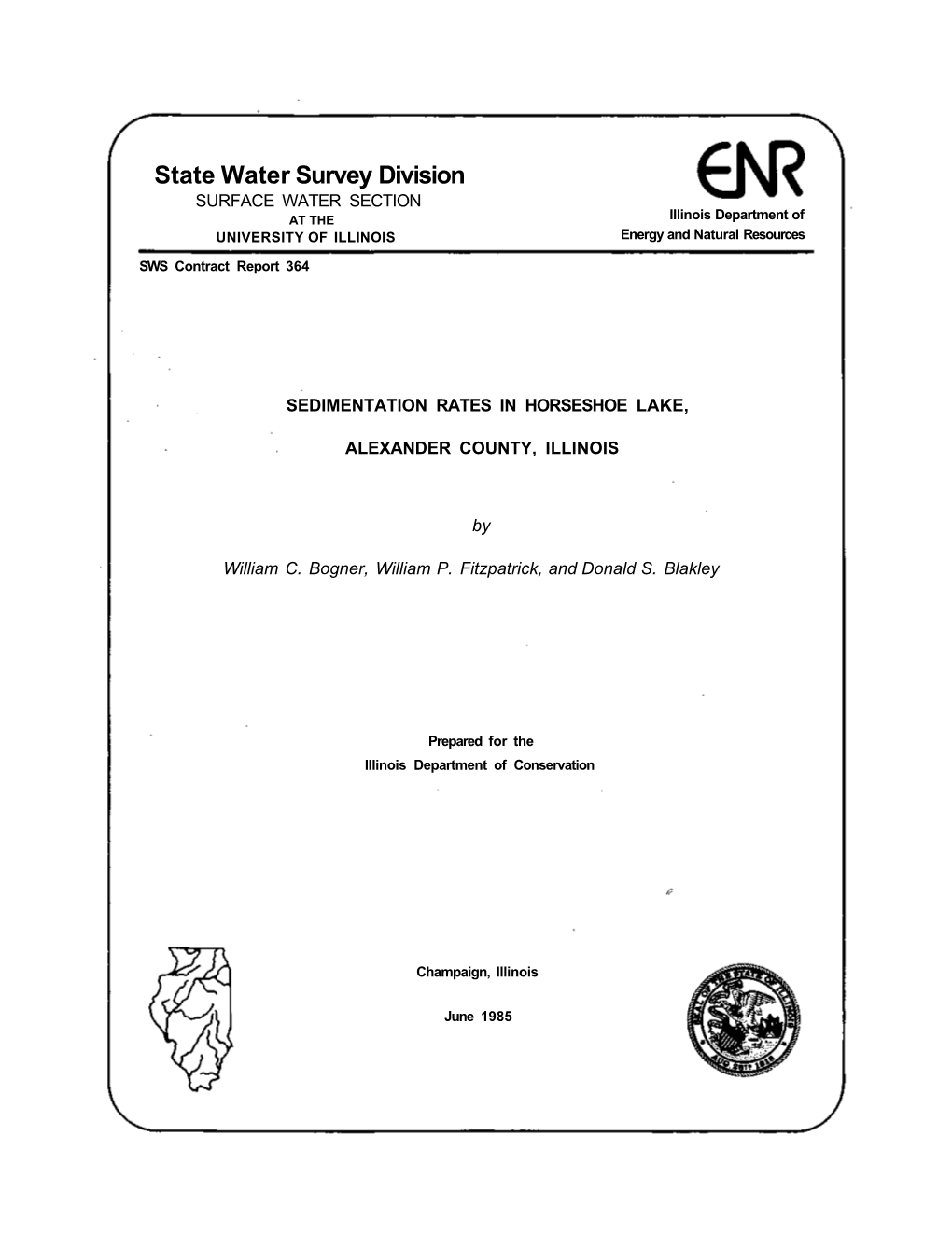 Sedimentation Rates in Horseshoe Lake, Alexander County, Illinois. Champaign, IL