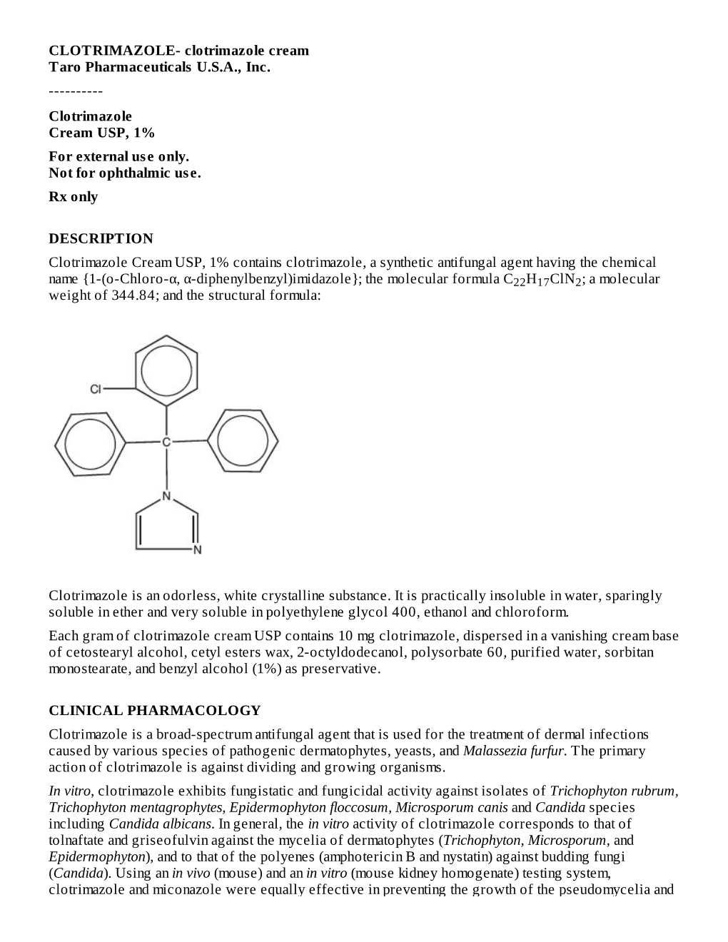 Clotrimazole Cream USP, 1% for External Use Only